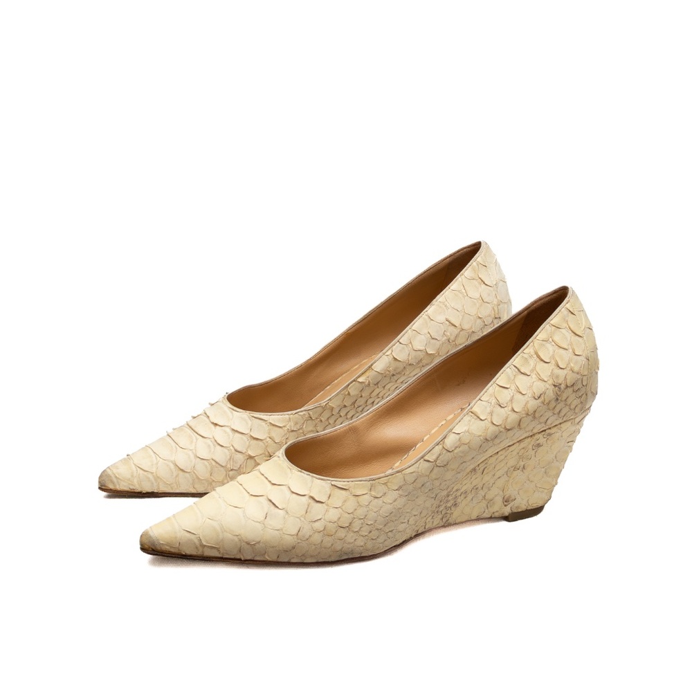 Devi Kroell Beige Python Wedge Heels Size 36 (Us … - image 1